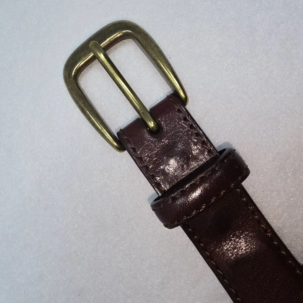 Brighton Belt P2707 Mens 36 Brown Leather Woven Inlay Brass Buckle